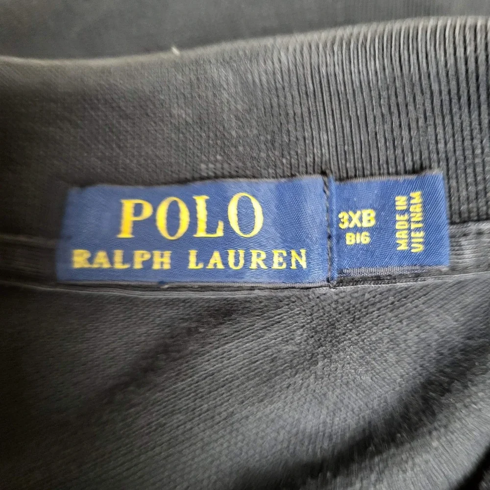 Polo Ralph Lauren Men Polo 3XB BIG Black Embroidered Button Logo Short Sleeve